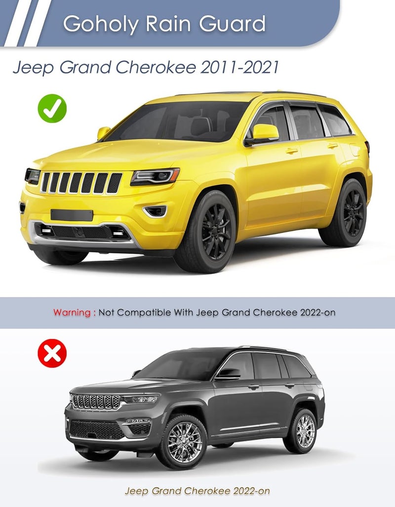 Goholy in-Channel Window Rain Guard for Fit for Jeep Grand Cherokee(Not for L 7 Seat) 2011-2021 Rain Guards Side Window Visors Low Profile Vent Visor Window Deflectors Vent Shades Car Accessories - Image 3